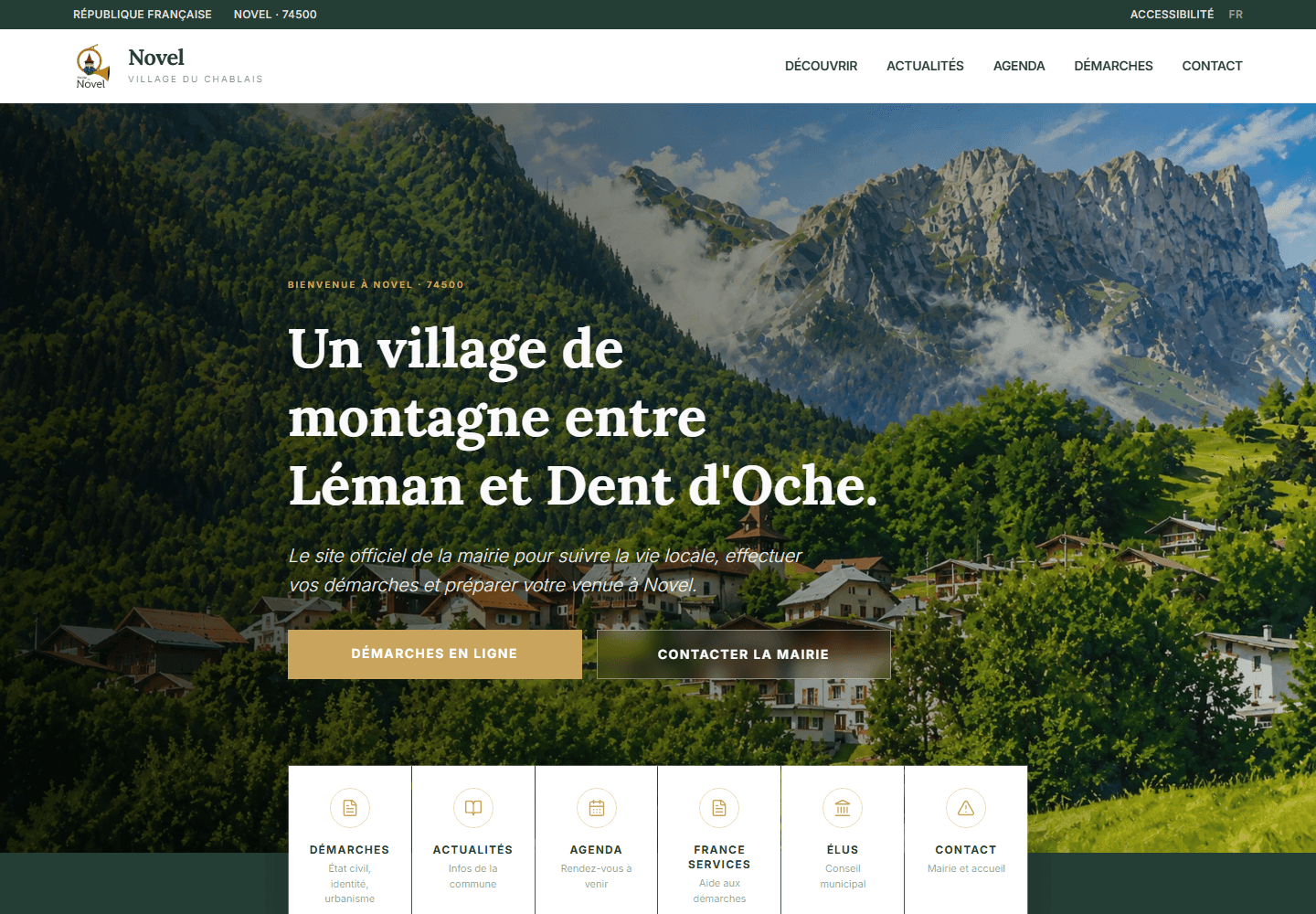 Page d’accueil officielle du site de la Mairie de Novel